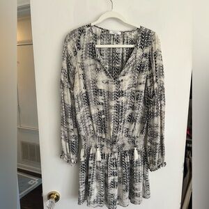 Parker Geometric print long sleeve mini dress M